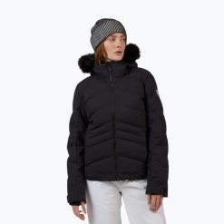 Kurtka narciarska damska Rossignol Staci Insulated. Czarne kurtki snowboardowe damskie Rossignol, bez wzorów, bez kaptura, narciarskie. Za 1,273.55 zł.