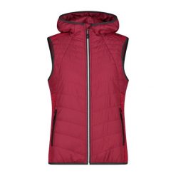 Damska kurtka bez rękawów z kapturem CMP. Czerwone kurtki damskie CMP, bez wzorów, z puchu, z kapturem. Za 353.95 zł.