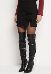 Czarna Spódnica z Wiskozą o Trapezowym Kroju z Kokardami Semianora. Czarne spódnice damskie Born2be, l, bez wzorów, z wiskozy, eleganckie, mini, trapezowe. Za 79.99 zł.