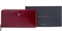Puccini PUCCINI skórzany portfel damsk na suwak i MU1962 ciemno czerwony RFID MU1962. Czerwone portfele damskie Puccini, bez wzorów. Za 149.00 zł.