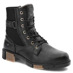 Czarne Botki Mustang Ocieplane Buty Damskie. Czarne botki damskie Mustang, na wiosnę, ze skóry ekologicznej, eleganckie, bez obcasa, na obcasie, bez zapięcia. Za 289.00 zł.