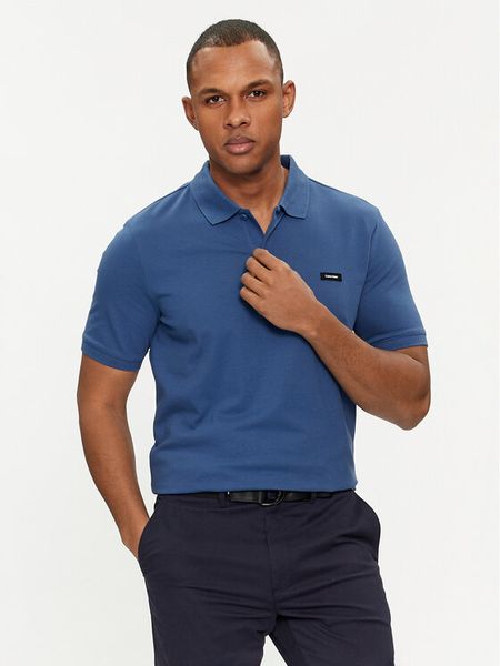 Calvin Klein Polo K10K111196 Niebieski Slim Fit. Niebieskie koszulki polo męskie Calvin Klein, l, bez wzorów, z bawełny, bez ramiączek. Za 169.99 zł.