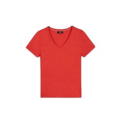 Damska koszulka z dzianiny TBS Adina. Czerwone t-shirty damskie TBS, xs, bez wzorów, z bawełny, eleganckie, bez kołnierzyka. Za 172.50 zł.