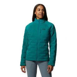 Damska kurtka turystyczna Mountain Hardwear Stretchdown. Zielone kurtki damskie Mountain Hardwear, na zimę, xs, bez wzorów, z materiału, bez kaptura. Za 997.55 zł.