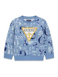 Guess Bluza N6BQ02 K6111 Niebieski jasny Regular Fit. Niebieskie bluzy dla chłopców Guess, z aplikacjami, z bawełny, bez ramiączek, bez kaptura. Za 174.99 zł.
