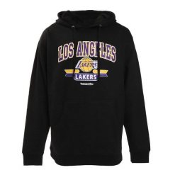Bluza z kapturem Los Angeles Lakers. Czarne bluzy męskie Mitchell & Ness, bez wzorów, z kapturem, do koszykówki. Za 335.50 zł.