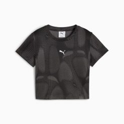 Koszulka damska Puma DARE TO AOP BABY czarna 63214501 r S. Czarne t-shirty damskie Puma, l, bez wzorów, z dzianiny, eleganckie, bez kołnierzyka. Za 108.31 zł.