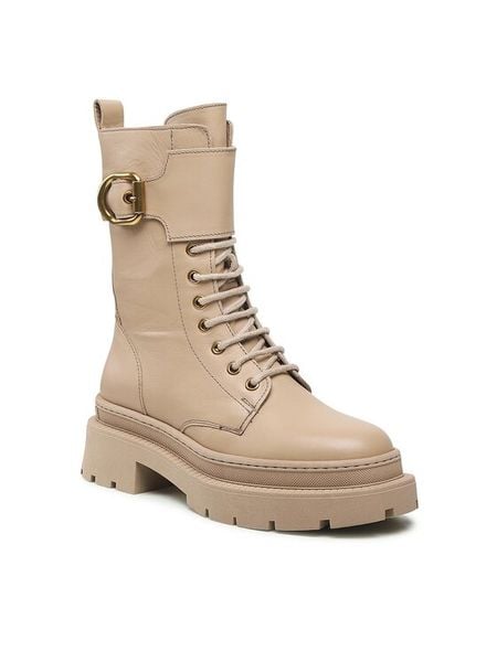 Gino Rossi Trapery 222FW105 Beżowy. Brązowe śniegowce i trapery damskie Gino Rossi, ze skóry. Za 429.99 zł.