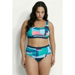 Damskie Bikini graficzny nadruk miękkie miseczki regulowane ramiączka. Niebieskie bikini damskie Ulla Popken, plus size, bez wzorów, plus size. W wyprzedaży za 191.99 zł.