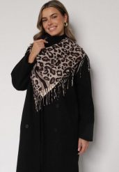 Brązowy Panterkowy Szalik z Wiskozy Zdobiony Frędzlami Ferenea. Brązowe szaliki i chusty damskie Born2be, z aplikacjami, z wiskozy, eleganckie. Za 39.99 zł.