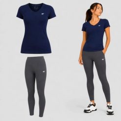 ZESTAW DAMSKI 4F T-SHIRT + LEGGINSY SPORTOWY KOMPLET NA CO DZIEŃ L SS26. Legginsy damskie 4f, l, bez wzorów, z bawełny. Za 119.98 zł.