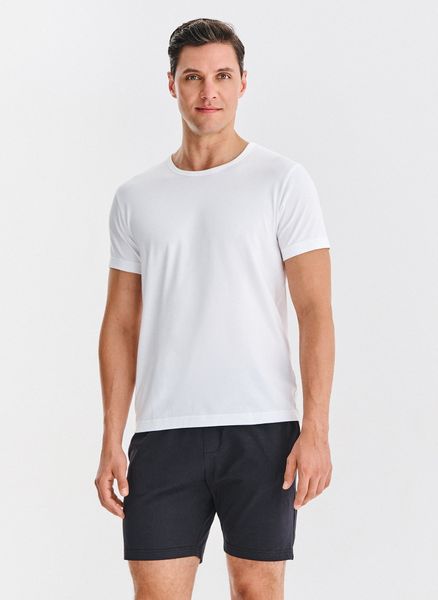 PAKO LORENTE – Biało-czarna piżama męska z bawełną. Białe piżamy męskie Pako Lorente, m, bez wzorów, z bawełny, bez ramiączek, krótkie. Za 199.99 zł.