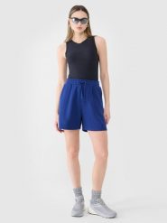 4F Spodenki dresowe damskie - granatowe S. Niebieskie szorty sportowe damskie 4f, l, bez wzorów, z bawełny, sportowe. W wyprzedaży za 59.99 zł.