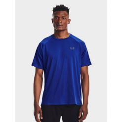 Koszulka fitness męska UNDER ARMOUR 1326413 z krótkim rękawem. Niebieskie koszulki sportowe męskie Under Armour, m, bez wzorów, bez kołnierzyka, bez ramiączek, na fitness i siłownię. Za 155.64 zł.