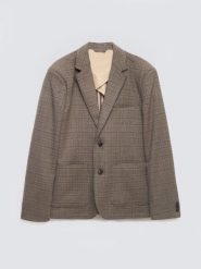 Marynarka męska z dodatkiem wełny w kratę brązowa Branson 803. Brązowe marynarki męskie Big Star, bez wzorów, z jeansu, biznesowe. Za 359.99 zł.