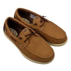 Buty żeglarskie Hey Dude Harbor Lo. Brązowe eleganckie półbuty Hey dude, na wiosnę, z materiału, eleganckie, bez zapięcia. Za 356.60 zł.