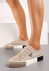 Ciemnobeżowe Sznurowane Trampki na Grubej Podeszwie Vimanta. Brązowe trampki i tenisówki damskie Born2be, bez wzorów, z jeansu, klasyczne, bez zapięcia. Za 79.99 zł.