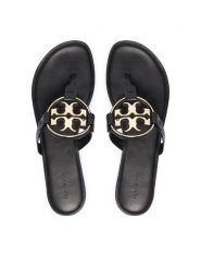 Tory Burch Japonki 167568 Czarny. Czarne klapki damskie Tory Burch, bez wzorów, ze skóry, bez obcasa. Za 1,284.00 zł.