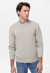 Bawełniany sweter S-RAYAN. Białe swetry przez głowę męskie Volcano, l, bez wzorów, z bawełny, bez kołnierzyka. Za 159.99 zł.