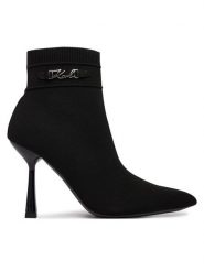 KARL LAGERFELD Botki Pandara KL31346A Czarny. Czarne botki damskie KARL LAGERFELD, z materiału, bez obcasa, na szpilce, bez zapięcia. Za 879.99 zł.