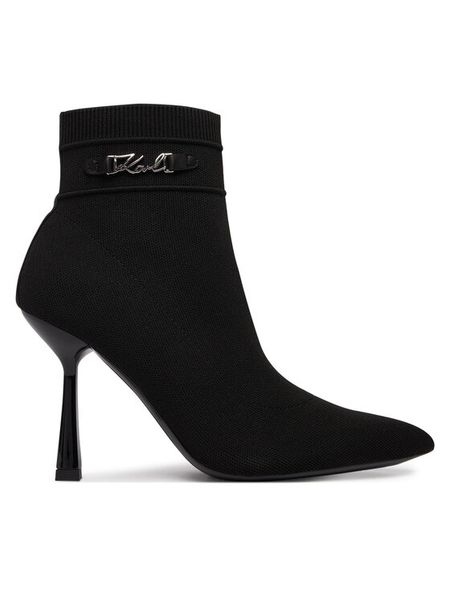 KARL LAGERFELD Botki Pandara KL31346A Czarny. Czarne botki damskie KARL LAGERFELD, z materiału, bez obcasa, na szpilce, bez zapięcia. Za 849.99 zł.