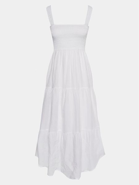 Seafolly Sukienka letnia 54865-DR Biały Regular Fit. Białe sukienki damskie Seafolly, na lato, l, bez wzorów, z bawełny, bez kołnierzyka, bez ramiączek. Za 389.99 zł.