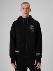 4F Bluza dresowa relaxed z kapturem męska - czarna L. Czarne bluzy męskie 4f, l, bez wzorów, z dresówki, z kapturem, rowerowe. Za 199.99 zł.