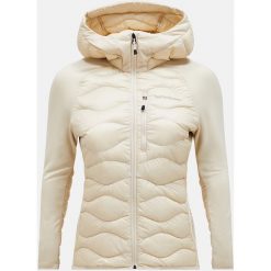 Kurtka Peak Performance puchowa damska Helium Down Hybrid Hood beżowa - M. Brązowe kurtki damskie Peak Performance, m, bez wzorów, z puchu, bez kaptura. W wyprzedaży za 919.00 zł.
