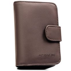 Brązowy portfel damski ze skóry ekologicznej zamykany na zatrzask i suwak 4U Cavaldi K-030B-BL. Brązowe portfele damskie 4U Cavaldi, bez wzorów, ze skóry ekologicznej. Za 29.99 zł.