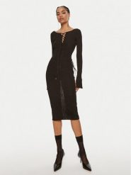 Patrizia Pepe Sukienka koktajlowa 8A1331 K1QZA K250 Czarny Slim Fit. Czarne sukienki damskie Patrizia Pepe, bez wzorów, z syntetyku, wizytowe, bez kołnierzyka, bez ramiączek. Za 759.99 zł.