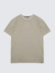 Koszulka męska w drobne paski khaki Fredriser 303. Zielone t-shirty męskie Big Star, l, z aplikacjami, z dzianiny, biznesowe, bez kołnierzyka. Za 99.99 zł.