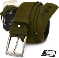 Beltimore BELTIMORE zielony męski pasek skórzany pudełko A85. Zielone paski damskie Beltimore, bez wzorów. Za 65.99 zł.