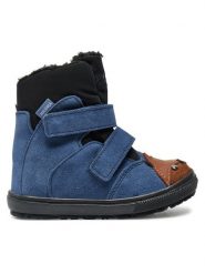 Mrugała Kozaki MALI 7151/4-63 Granatowy. Niebieskie buty zimowe chłopięce Mrugała, bez wzorów, ze skóry, bez zapięcia. Za 429.99 zł.