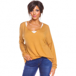 Sweter "Coco" w kolorze musztardowym. Żółte swetry damskie So Cachemire, z kaszmiru. W wyprzedaży za 165.95 zł.