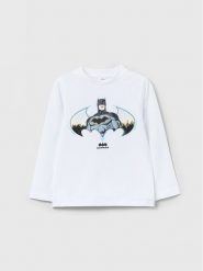 OVS Bluzka BATMAN 1599091 Biały Regular Fit. Białe t-shirty dla chłopców OVS, bez wzorów, z bawełny, bez ramiączek. Za 49.99 zł.