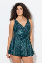Damskie Sukienka kąpielowa kropki miękkie miseczki z recyklingu szorty. Czarne szorty damskie Ulla Popken, plus size, bez wzorów, z elastanu. Za 279.99 zł.