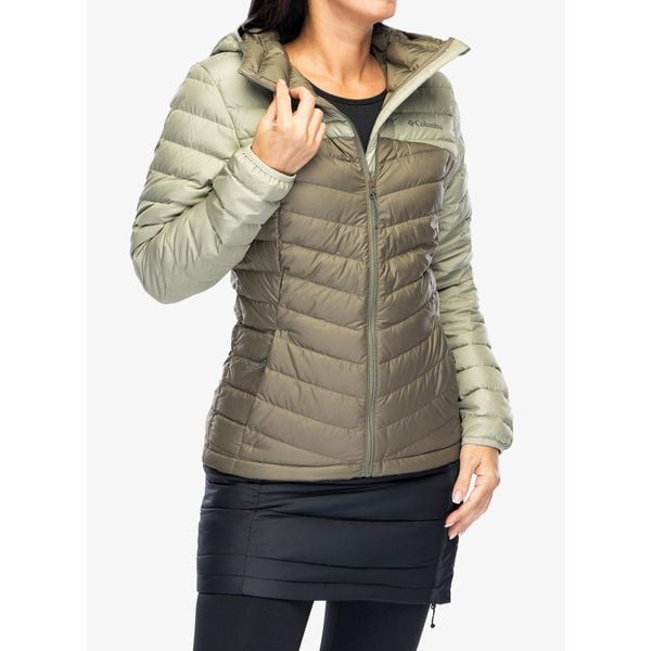 Kurtka puchowa damska Columbia Westridge Hooded Down Jacket. Zielone kurtki damskie Columbia, xs, bez wzorów, z puchu, bez kaptura, trekkingowe. Za 492.99 zł.