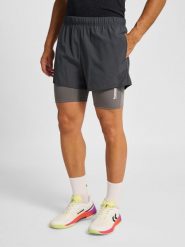 Damskie szorty 2 w 1 Hummel Hiit Intensity. Brązowe szorty damskie Hummel, m, bez wzorów, z materiału, klasyczne, z standardowym stanem. Za 226.35 zł.