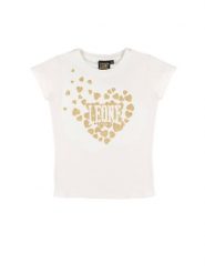 Leone 1947 – T-shirt Kurzarm ze złotym nadrukiem Glitzer für Mädchen. Białe t-shirty i topy dla dziewczynek LEONE 1947 APPAREL, bez wzorów, z bawełny, bez ramiączek. Za 117.88 zł.