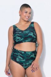Damskie Figi od bikini wysoki stan moro efekt modelujący. Zielone bikini damskie Ulla Popken, plus size, bez wzorów, plus size. Za 91.99 zł.