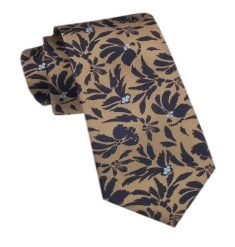 Elegancki Męski Krawat - Alties - Beżowy w Kwiatowy Wzór. Brązowe krawaty i muchy Alties, bez wzorów, z tkaniny, eleganckie. Za 49.00 zł.