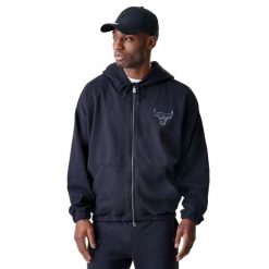 Bluza New Era Nba Linear Fz Hoodie Chibul Dorośli. Czarne bluzy męskie New Era, m, bez wzorów, z bawełny, z kapturem. Za 439.99 zł.