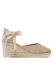 Manebi Espadryle Low Wedge Espadrilles M 1.1 WL Beżowy. Brązowe sandały damskie Manebi, bez wzorów, ze skóry, bez obcasa, bez zapięcia. Za 519.99 zł.