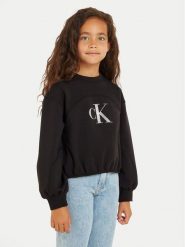 Calvin Klein Jeans Bluza Iridescent IG0IG02414 Czarny Regular Fit. Czarne bluzy dla dziewczynek Calvin Klein Jeans, bez wzorów, z bawełny, bez ramiączek, bez kaptura. Za 209.99 zł.