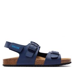 Sandały Geox. Niebieskie sandały chłopięce Geox, bez zapięcia. Za 239.99 zł.