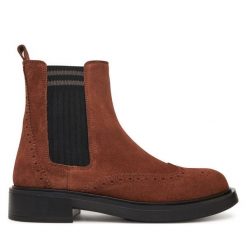 Sztyblety Pollini. Brązowe botki damskie Pollini, bez obcasa, na płaskiej podeszwie, bez zapięcia. Za 1,369.00 zł.