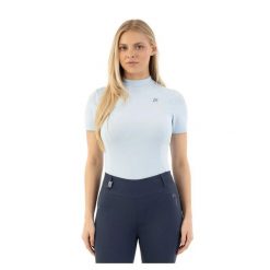 Damska koszulka do jazdy konnej ANKY ATC261205. Niebieskie koszule damskie ANKY, bez wzorów, sportowe, bez kołnierzyka. Za 283.50 zł.