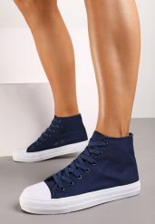 Granatowe Trampki Sznurowane Za Kostkę Quagia. Niebieskie obuwie sportowe damskie Born2be, bez wzorów, sportowe, za kostkę, bez zapięcia. Za 19.99 zł.