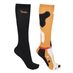 Damskie skarpety jeździeckie QHP Gift Box Stable Buddy (x2). Czarne skarpety damskie QHP, bez wzorów, z materiału. Za 119.00 zł.