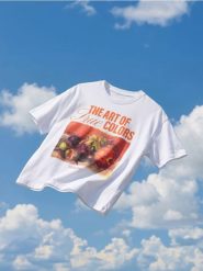 Bawełniana koszulka z motywem obrazu - biały. Białe t-shirty damskie Sinsay, l, bez wzorów, z bawełny, bez kołnierzyka. Za 19.99 zł.